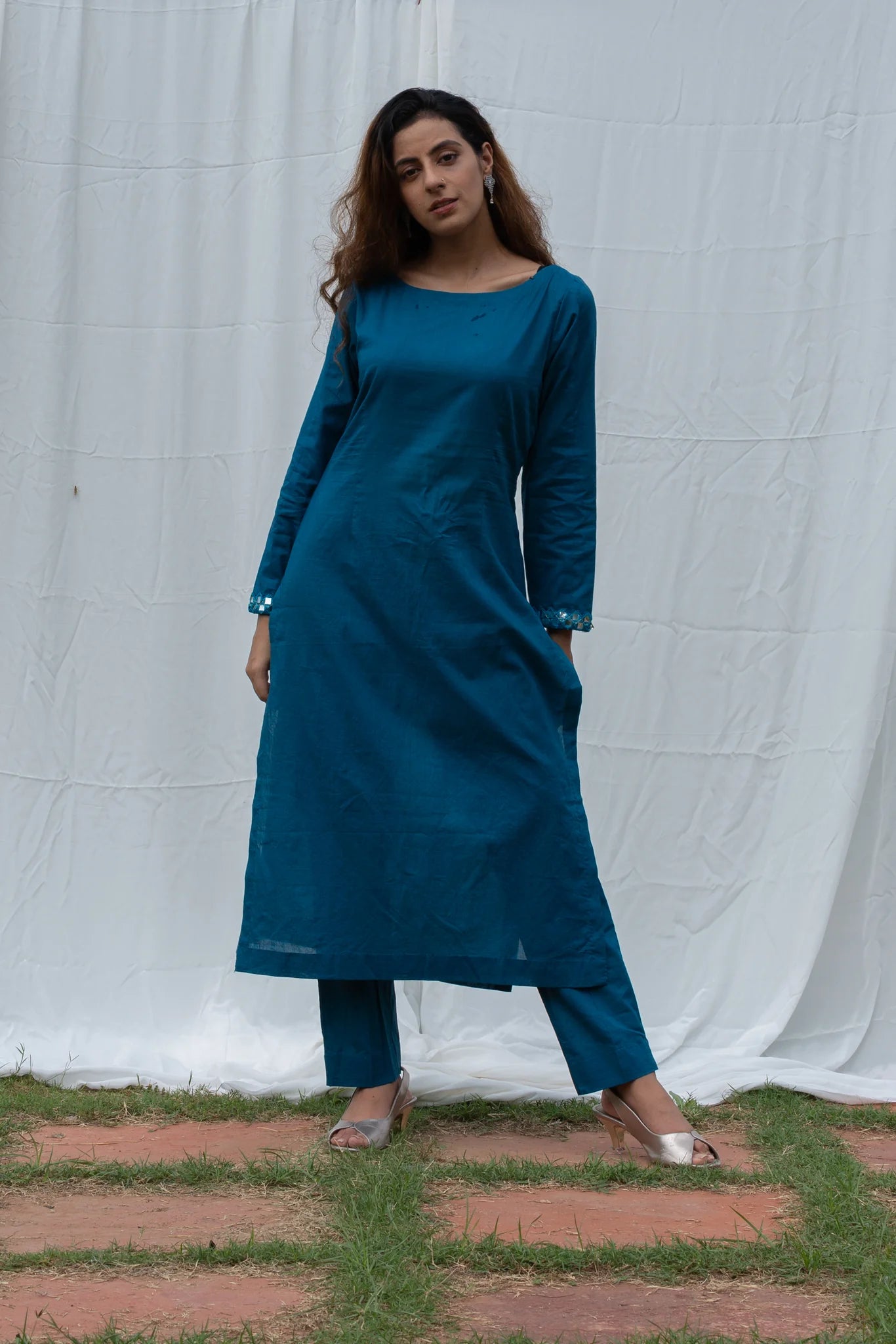 Cape Suit - Turquoise Suit Set