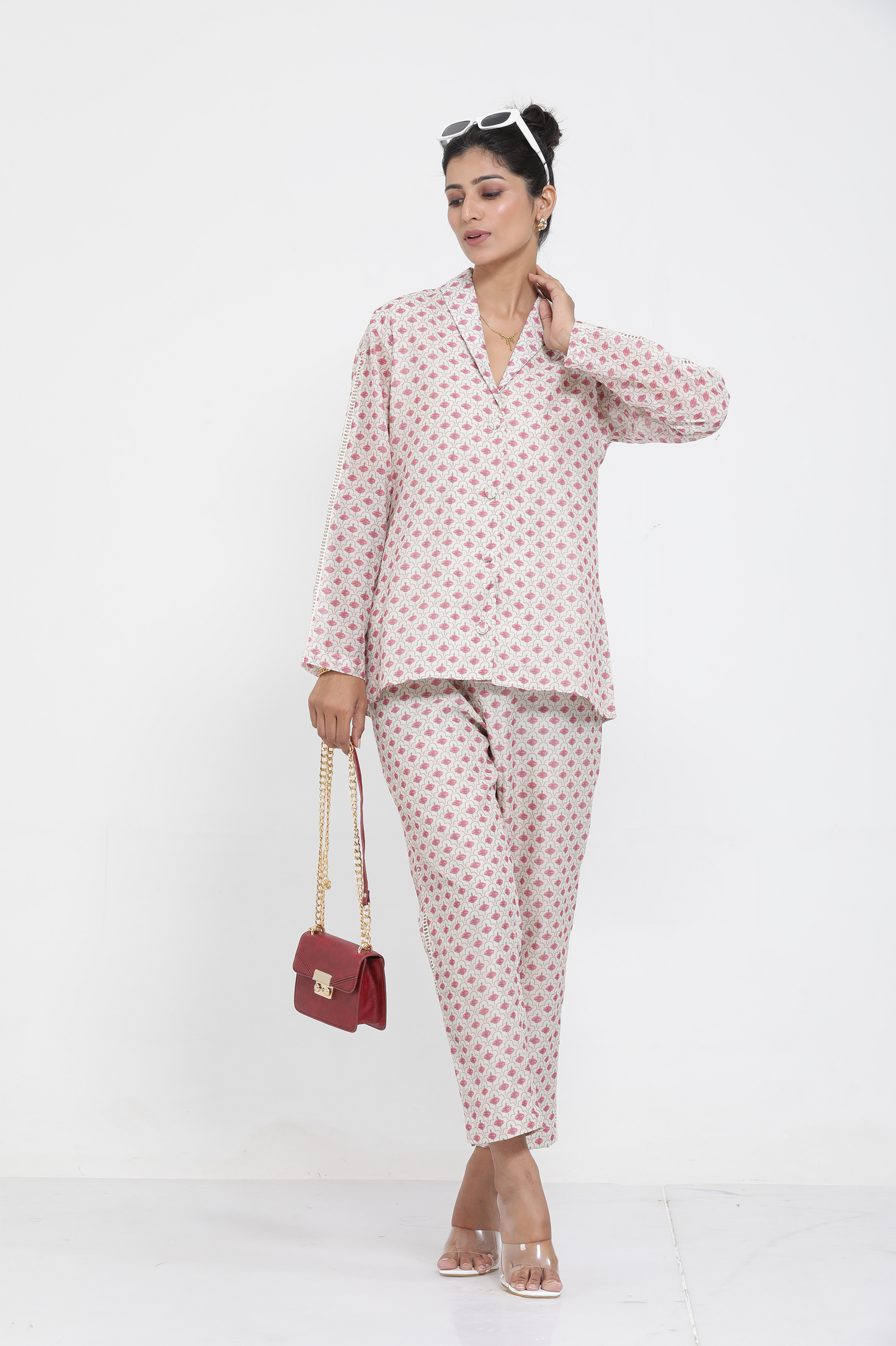 Saral Printed Co-ord Set - Beige