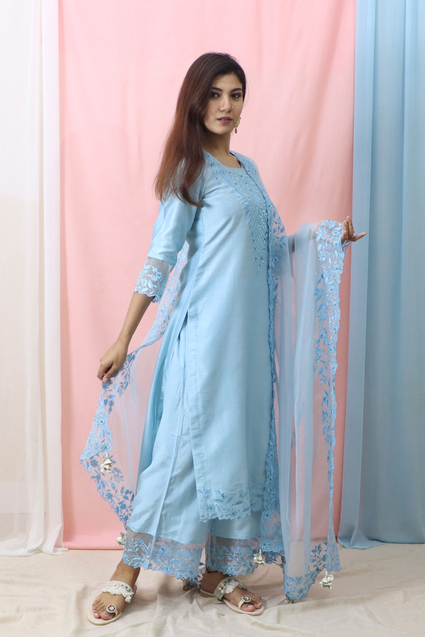 Harshita - Sky Blue Suit Set