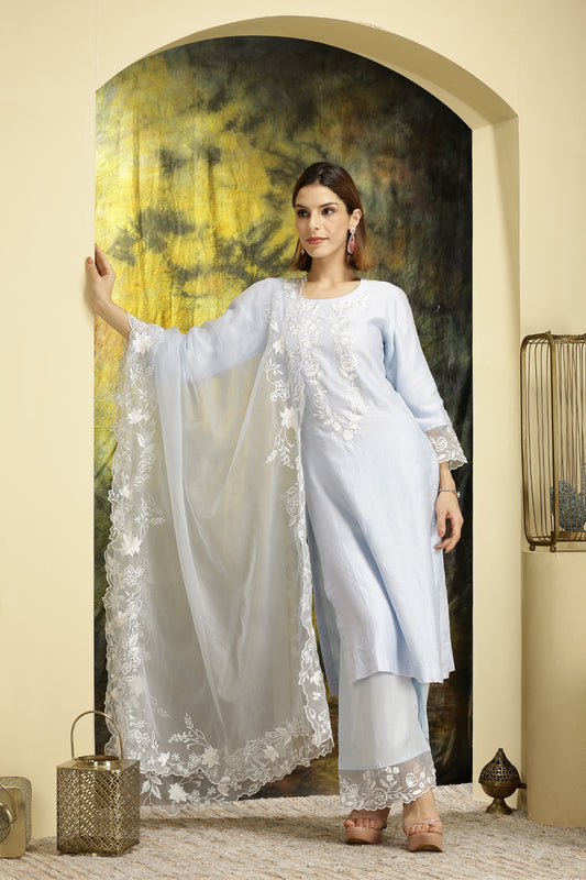 Subhaga - Sky Blue Suit Set