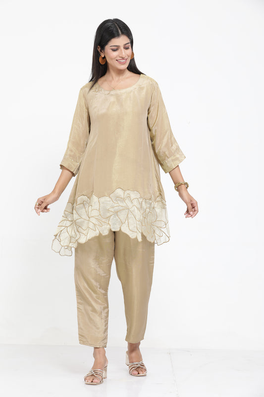 Saral Georgette Co-ord Set - Golden