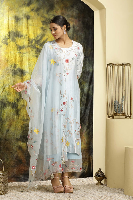 Sarla - Sky Blue Suit Set