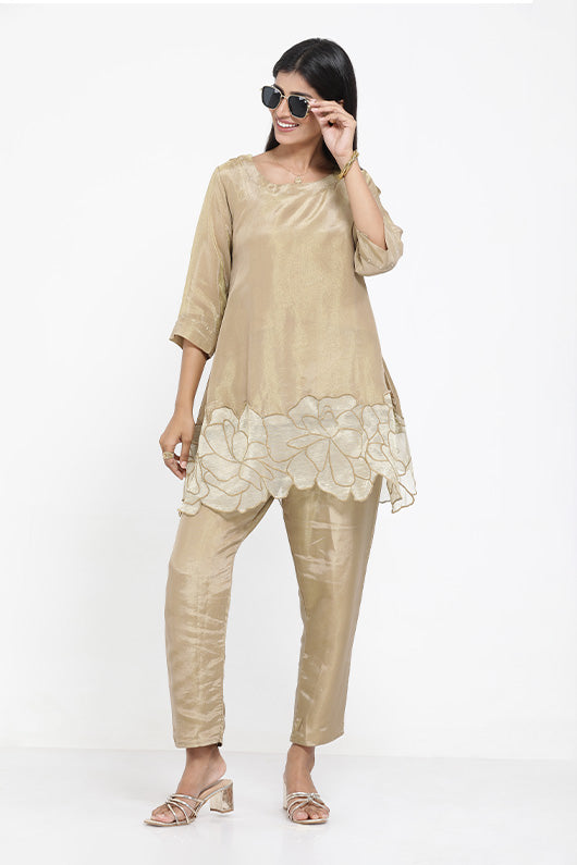 Saral Georgette Co-ord Set - Golden