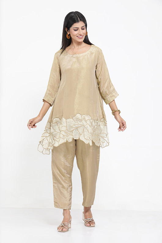 Saral Georgette Co-ord Set - Golden