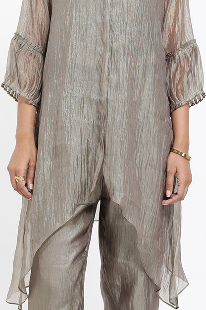 Saral Chinnon Chiffon Co-ord Set - Grey