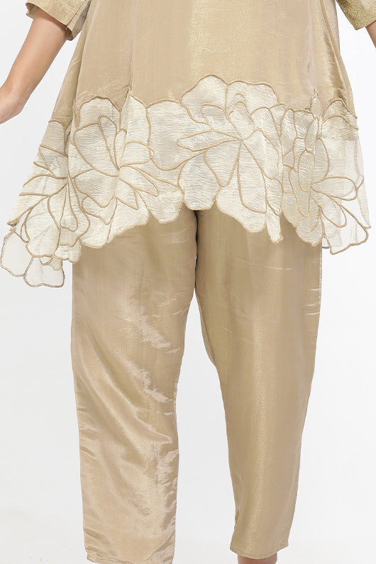 Saral Georgette Co-ord Set - Golden