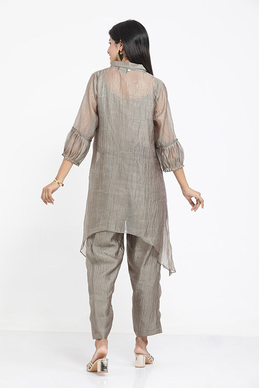 Saral Chinnon Chiffon Co-ord Set - Grey