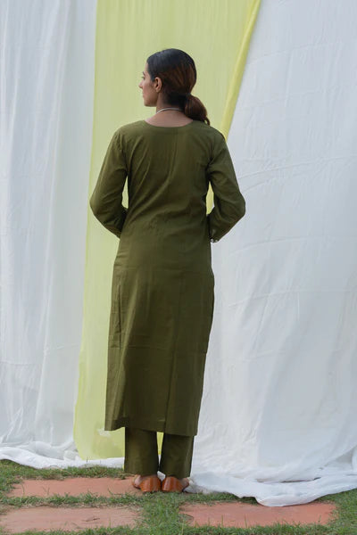 Cape Suit - Olive Green Suit Set