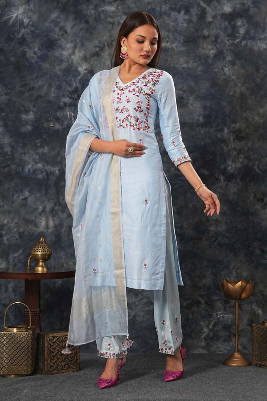 Saumya - Sky Blue Suit Set