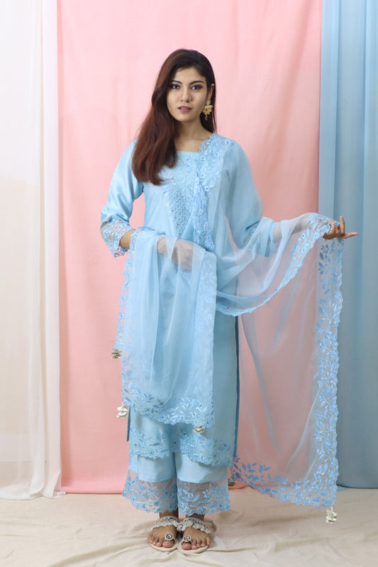 Harshita - Sky Blue Suit Set